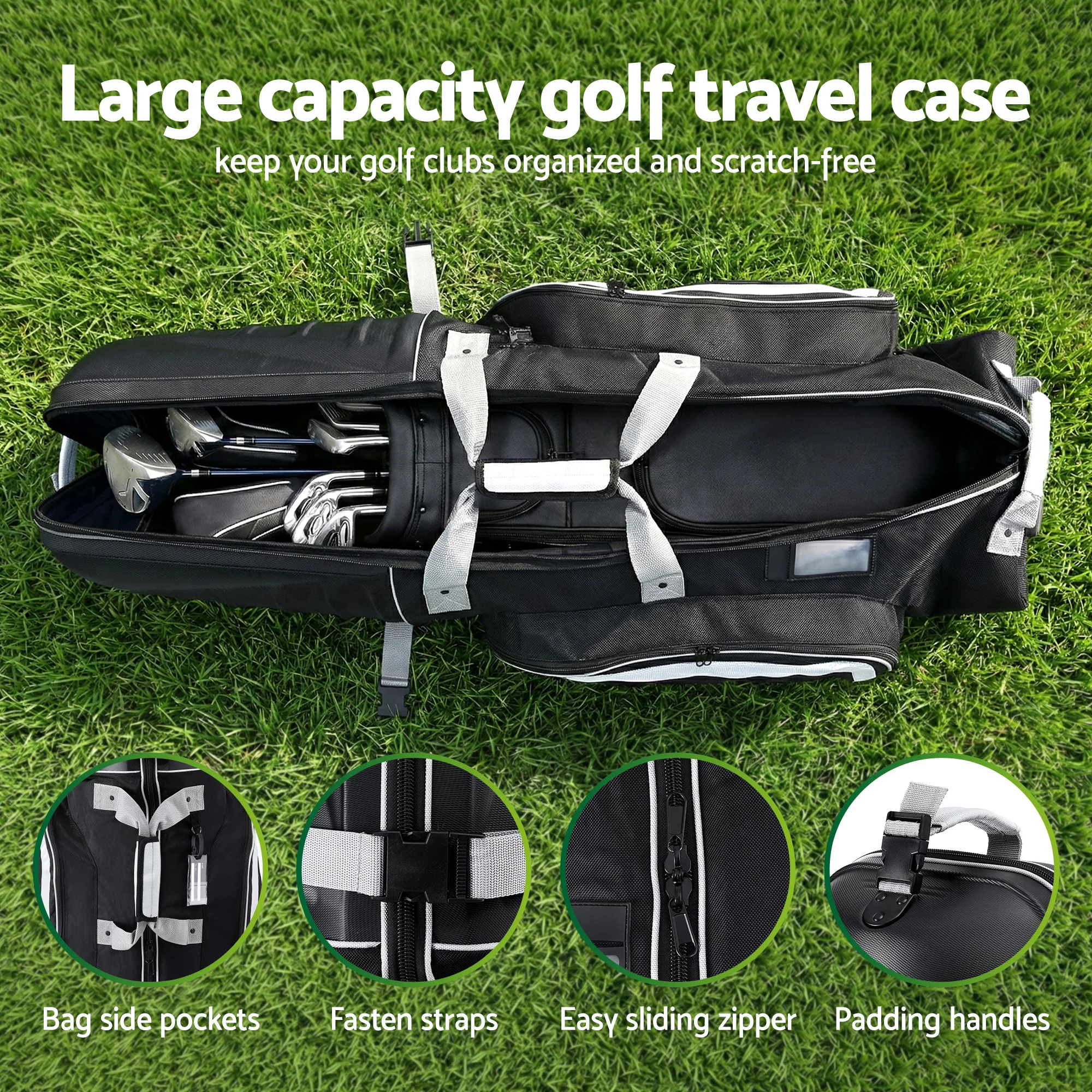 1 pc Everfit Golf Travel Bags for Airlines with Wheels Golf Clubs Hard Case Foldable - Image 5