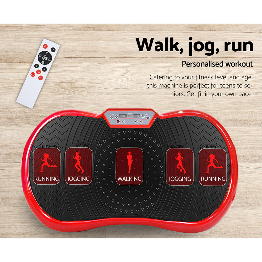 Everfit Vibration Machine Platform Vibrator Resistance Rope Home Fitness Red - Image 4
