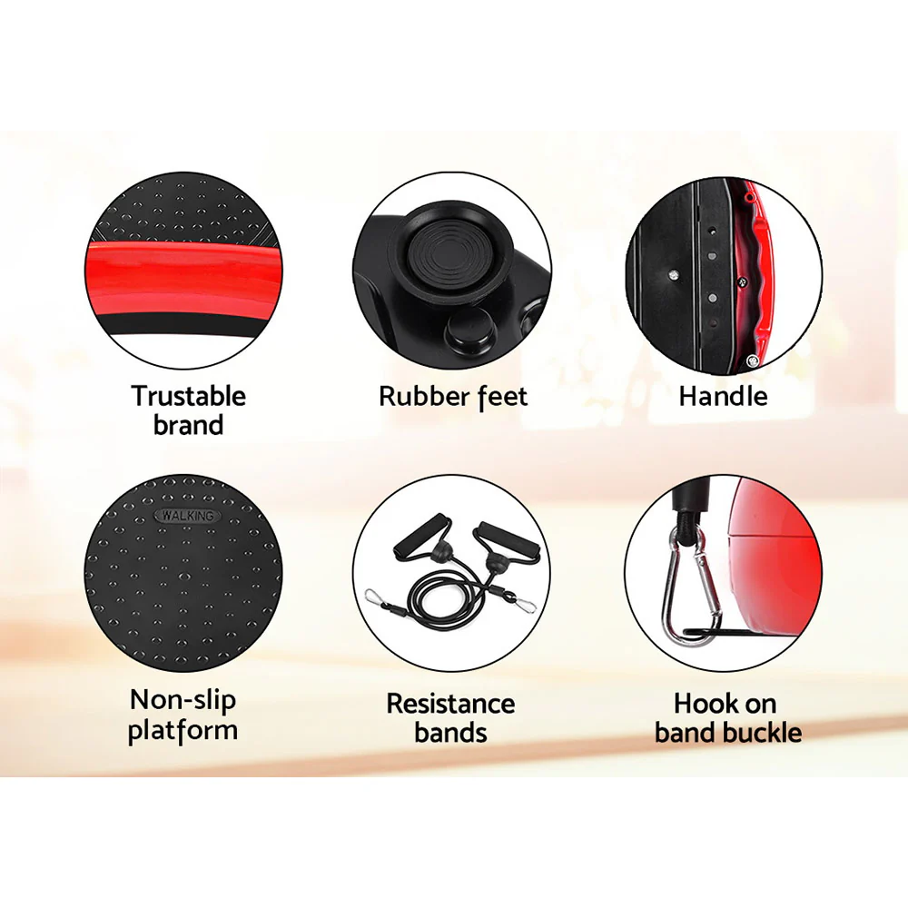 Everfit Vibration Machine Platform Vibrator Resistance Rope Home Fitness Red - Image 5