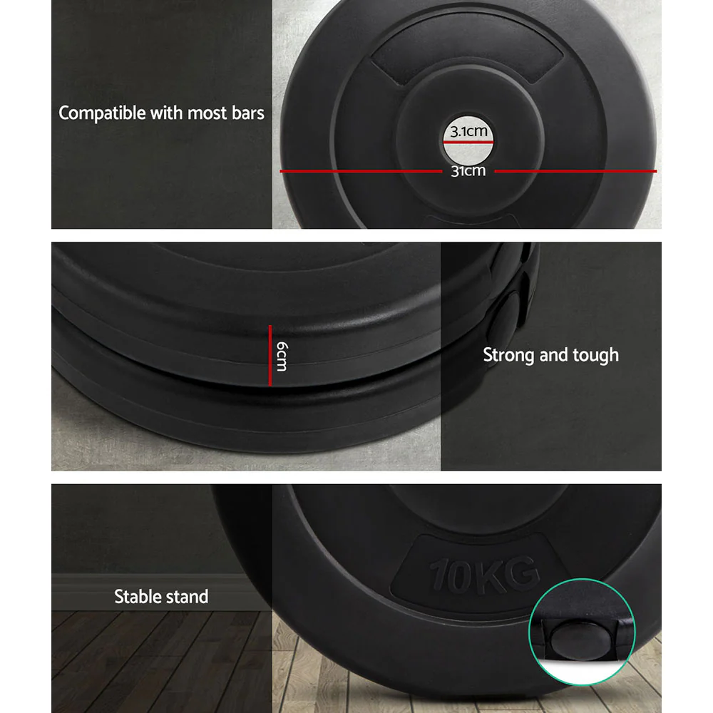 Everfit Weight Plates Standard 2X 10kg Barbell Plate Weight Lifting - Image 5