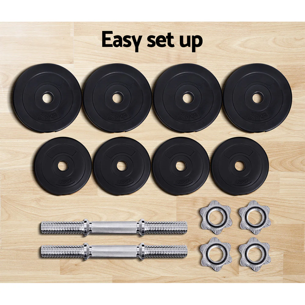 Everfit 20kg Dumbbell Set Weight Plates Dumbbells Lifting Bench - Image 6