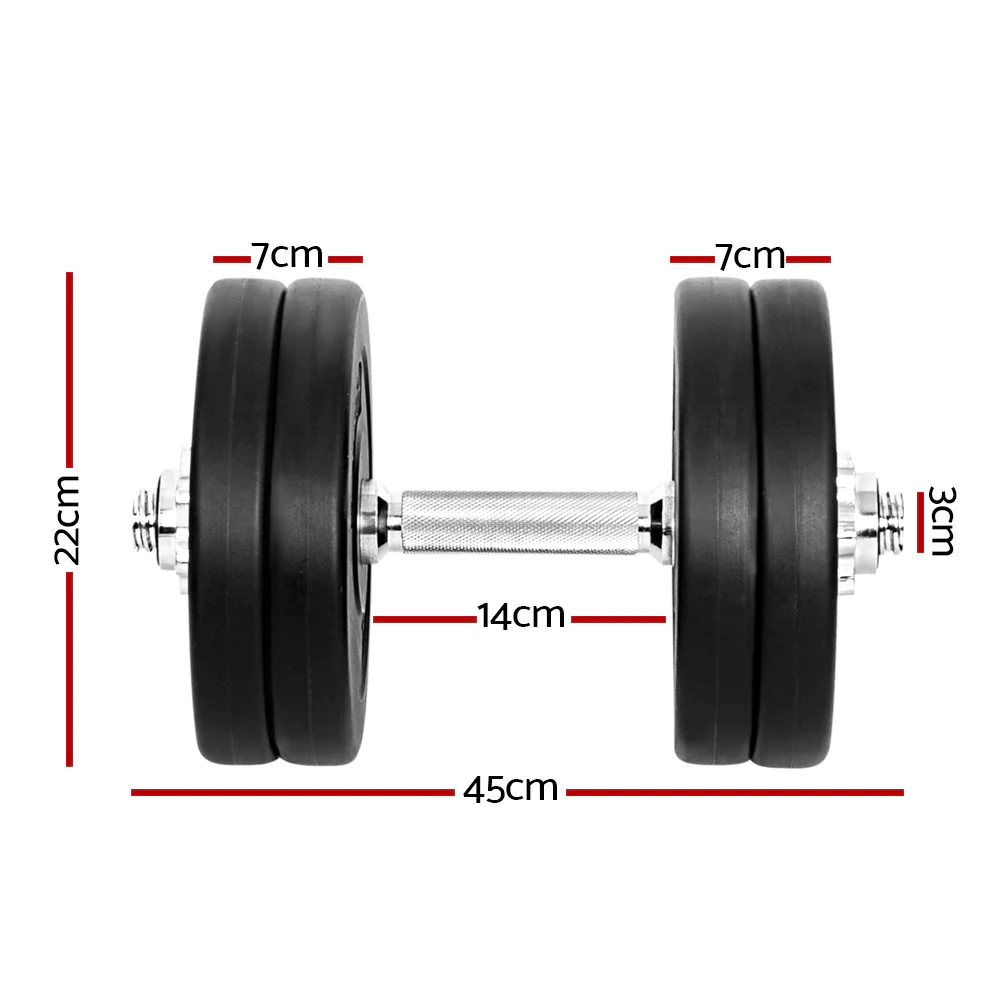 Everfit 25kg Dumbbell Set Weight Plates Dumbbells Lifting Bench - Image 2