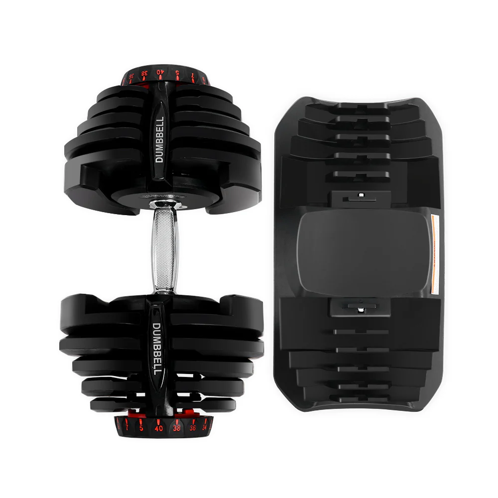 2x40KG Adjustable Dumbbells Dumbbell Set Rubber Weight Plates - Image 3