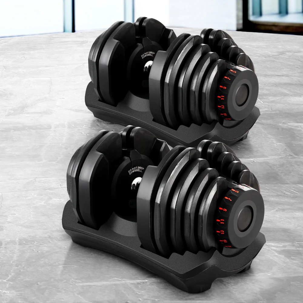 2x40KG Adjustable Dumbbells Dumbbell Set Rubber Weight Plates - Image 7