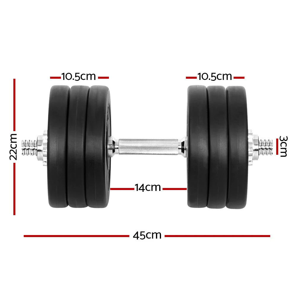Everfit 35kg Dumbbell Set Weight Plates Dumbbells Lifting Bench - Image 2