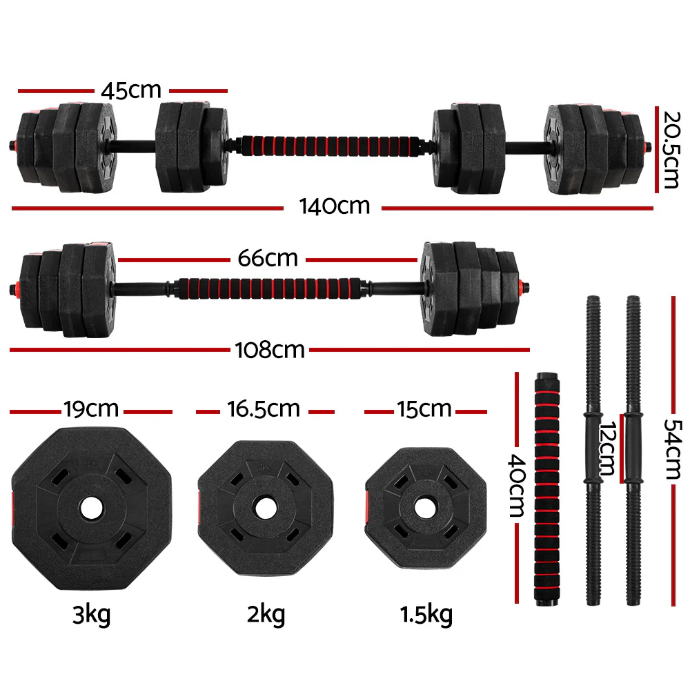 Everfit 40kg Dumbbells Barbell Set Adjustable Dumbbell Weight Lifting - Image 2