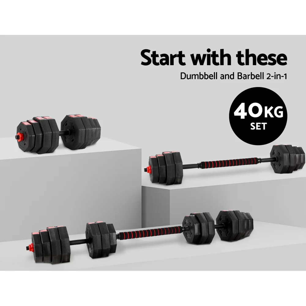 Everfit 40kg Dumbbells Barbell Set Adjustable Dumbbell Weight Lifting - Image 5