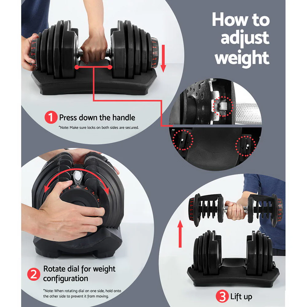 40KG Dumbbells Adjustable Dumbbell Weight Plates Home Gym Exercise - Image 6