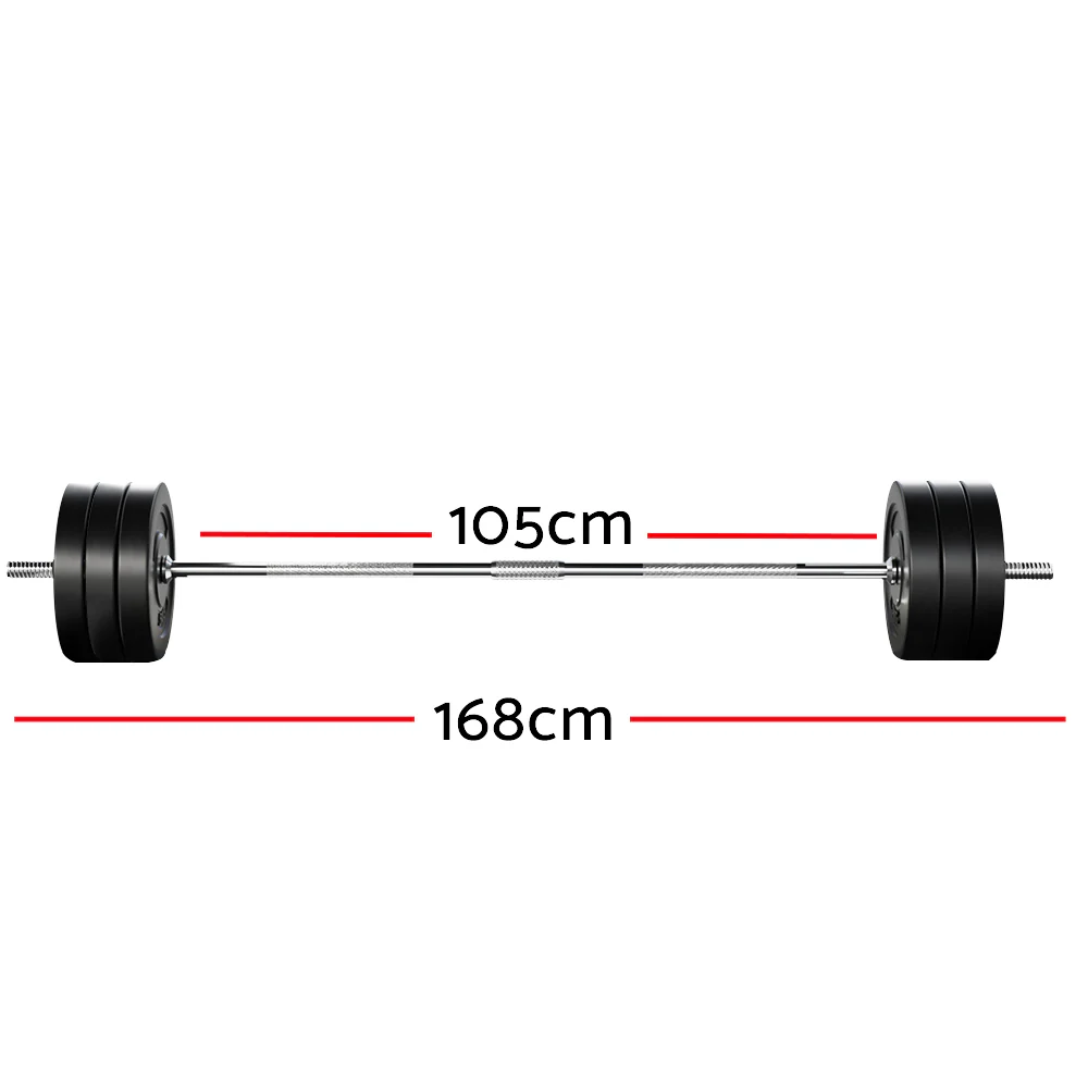 Everfit 68kg Barbell Set Weight Plates Bar Lifting Bench 168cm - Image 2