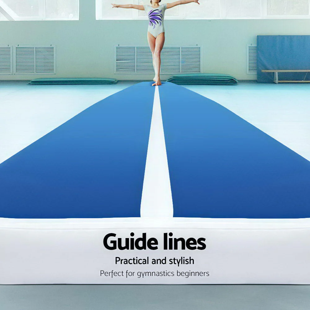 6m x 1m Inflatable Air Track Mat 20cm Thick Gymnastic Tumbling Blue And White - Image 4