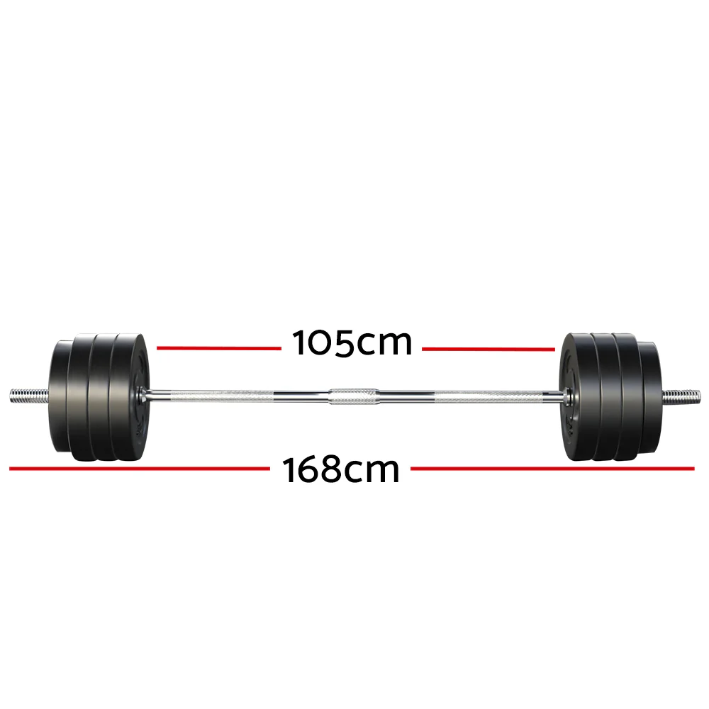 Everfit 78kg Barbell Set Weight Plates Bar Lifting Bench 168cm - Image 2