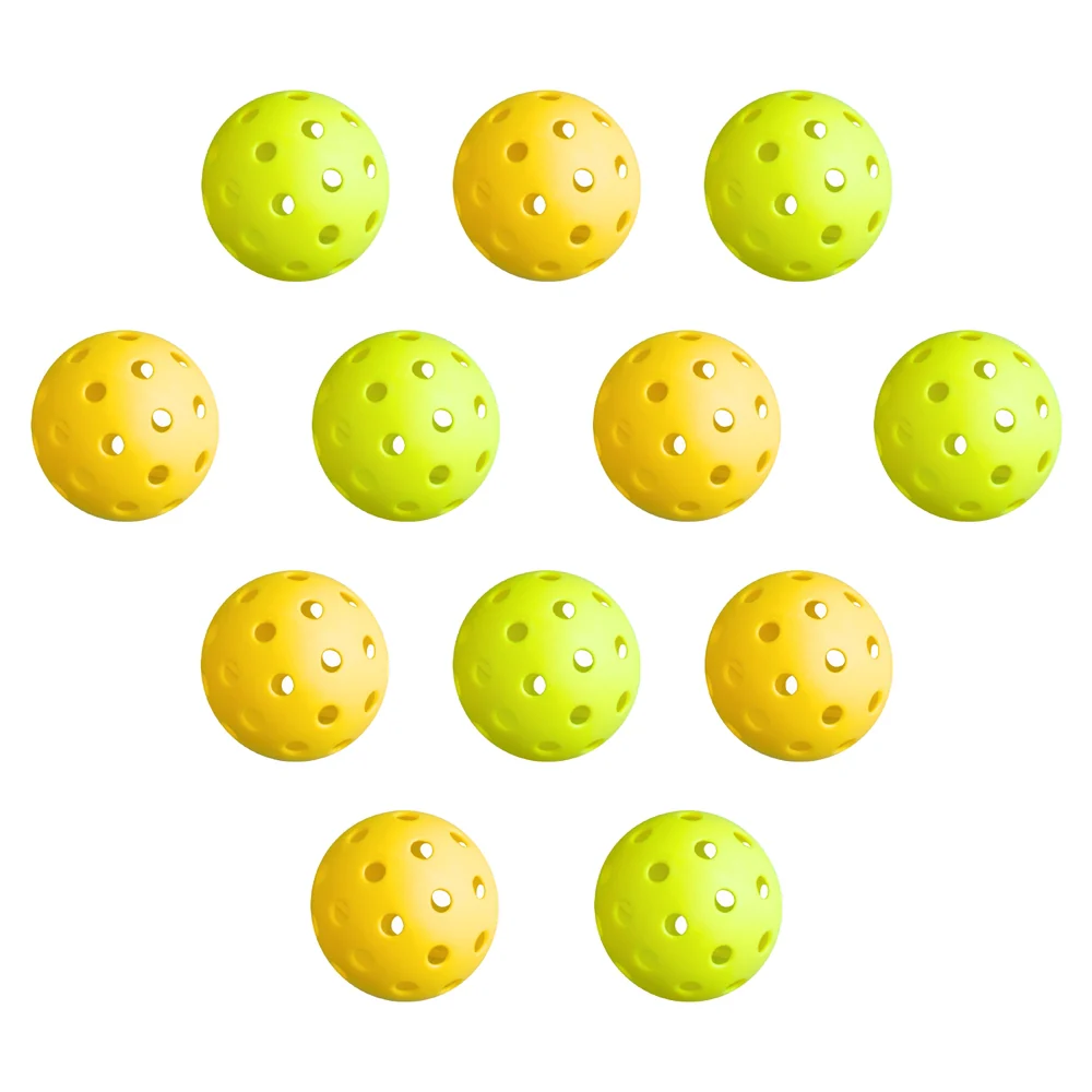 Everfit 12PC Pickleballs Set 40-Hole Design Indoor Outdoor Durable PE Balls Green/Yellow