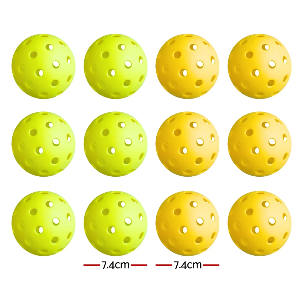 Everfit 12PC Pickleballs Set 40-Hole Design Indoor Outdoor Durable PE Balls Green/Yellow - Image 2