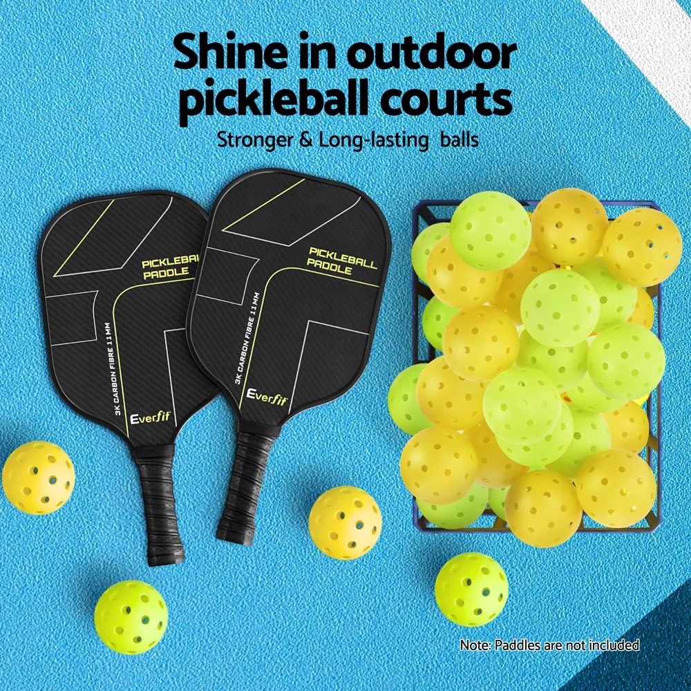 Everfit 12PC Pickleballs Set 40-Hole Design Indoor Outdoor Durable PE Balls Green/Yellow - Image 6