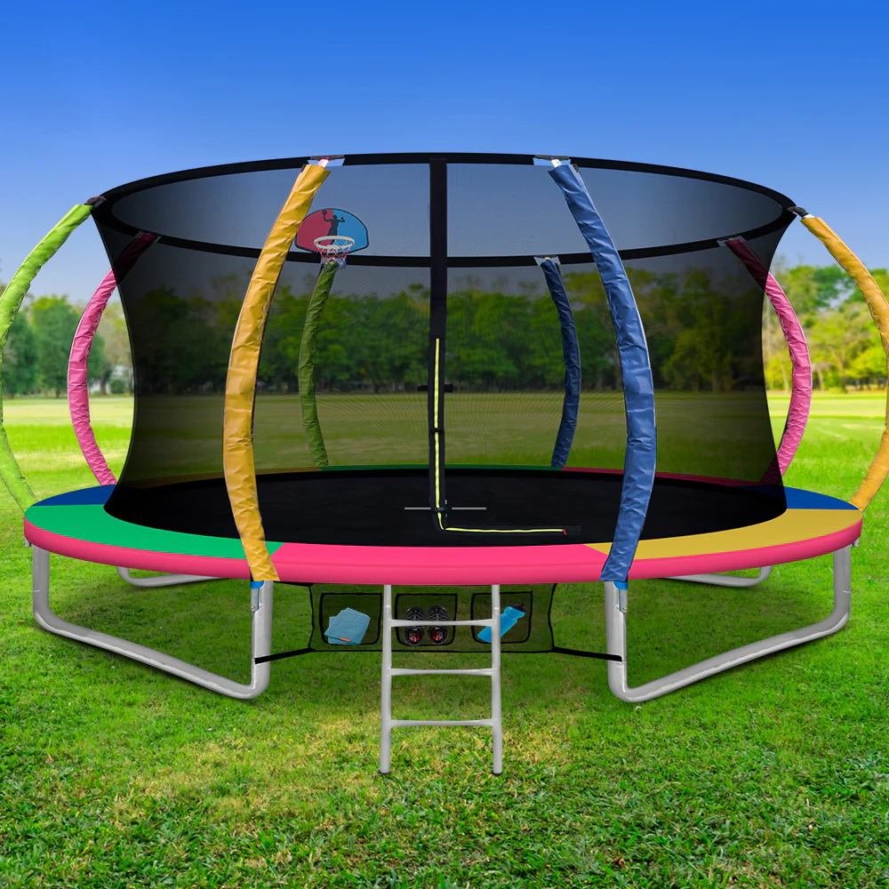 Everfit 14FT Trampoline for Kids w/ Ladder Enclosure Safety Net Rebounder Colors - Image 7