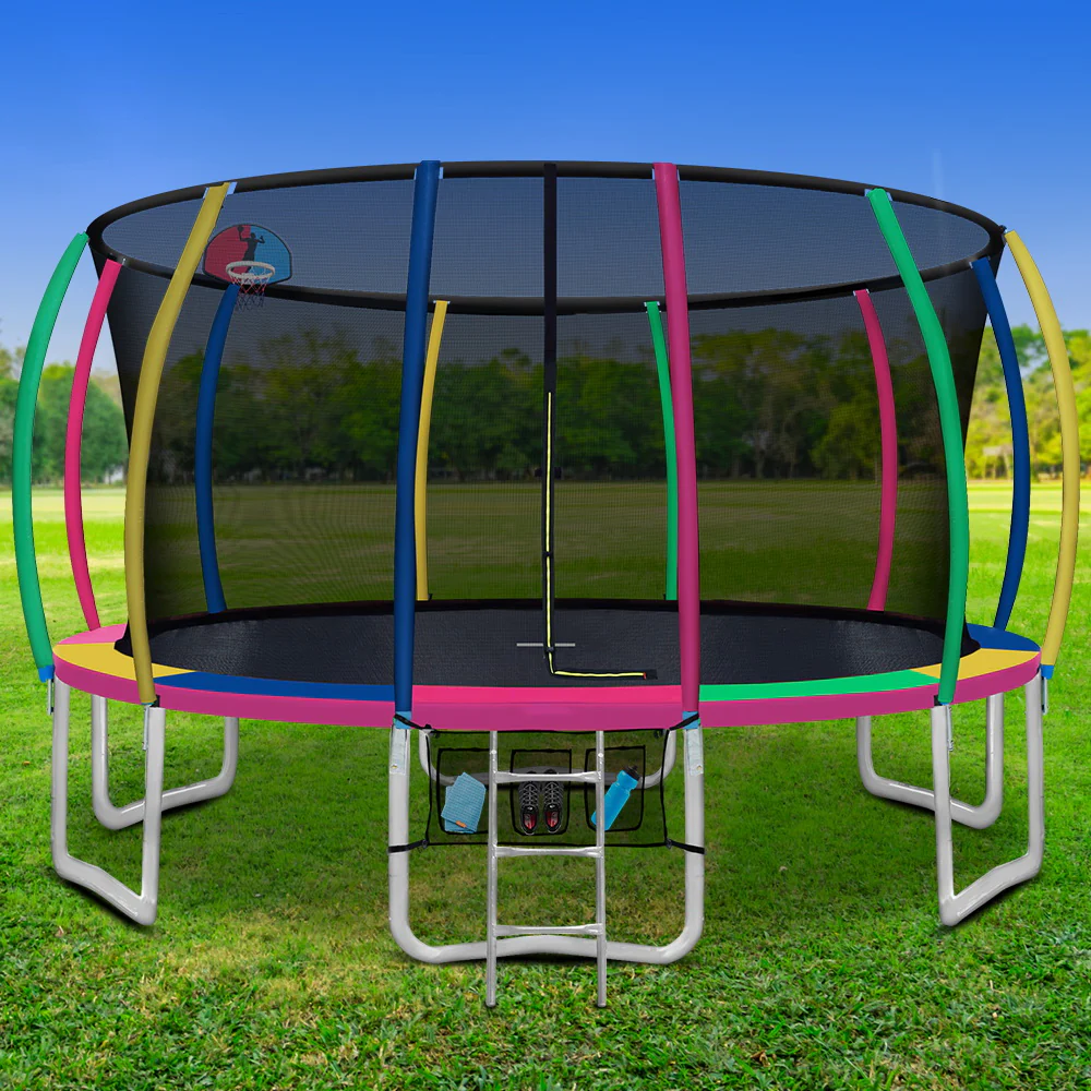 Everfit 16FT Trampoline for Kids w/ Ladder Enclosure Safety Net Rebounder Colors - Image 7