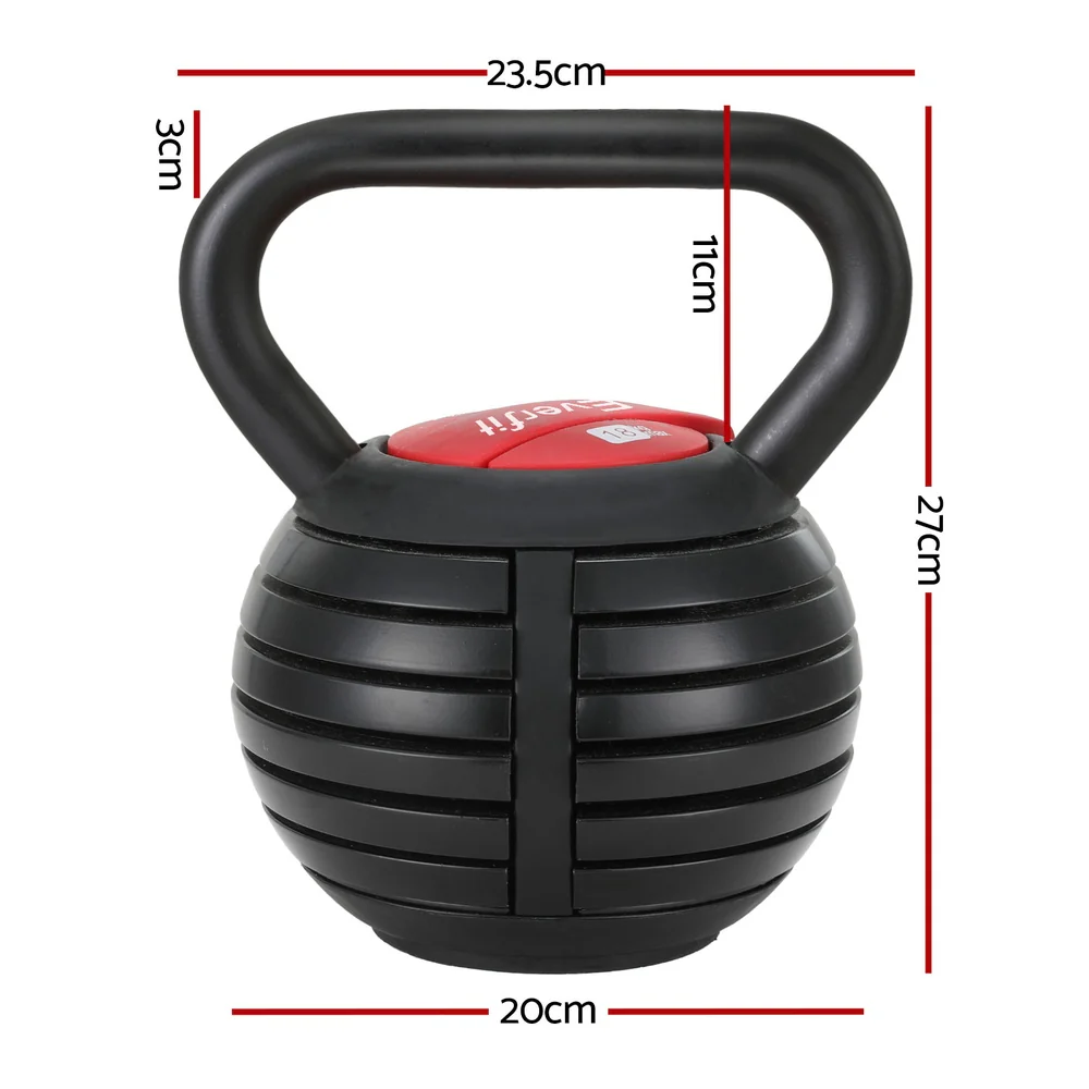 Everfit 18kg Adjustable Kettlebell Set Portable Kettle Bell Weight Dumbbells 10lbs 40lbs - Image 3