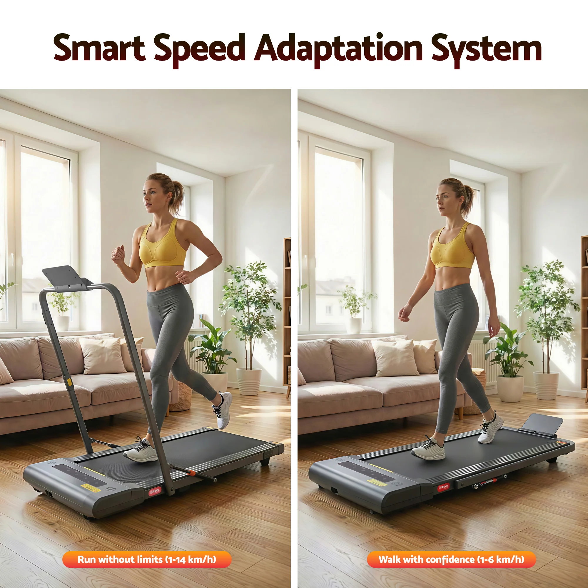 EVERFIT Walking Pad Treadmill 2 IN 1 Foldable 400mm Belt Grey - Image 4