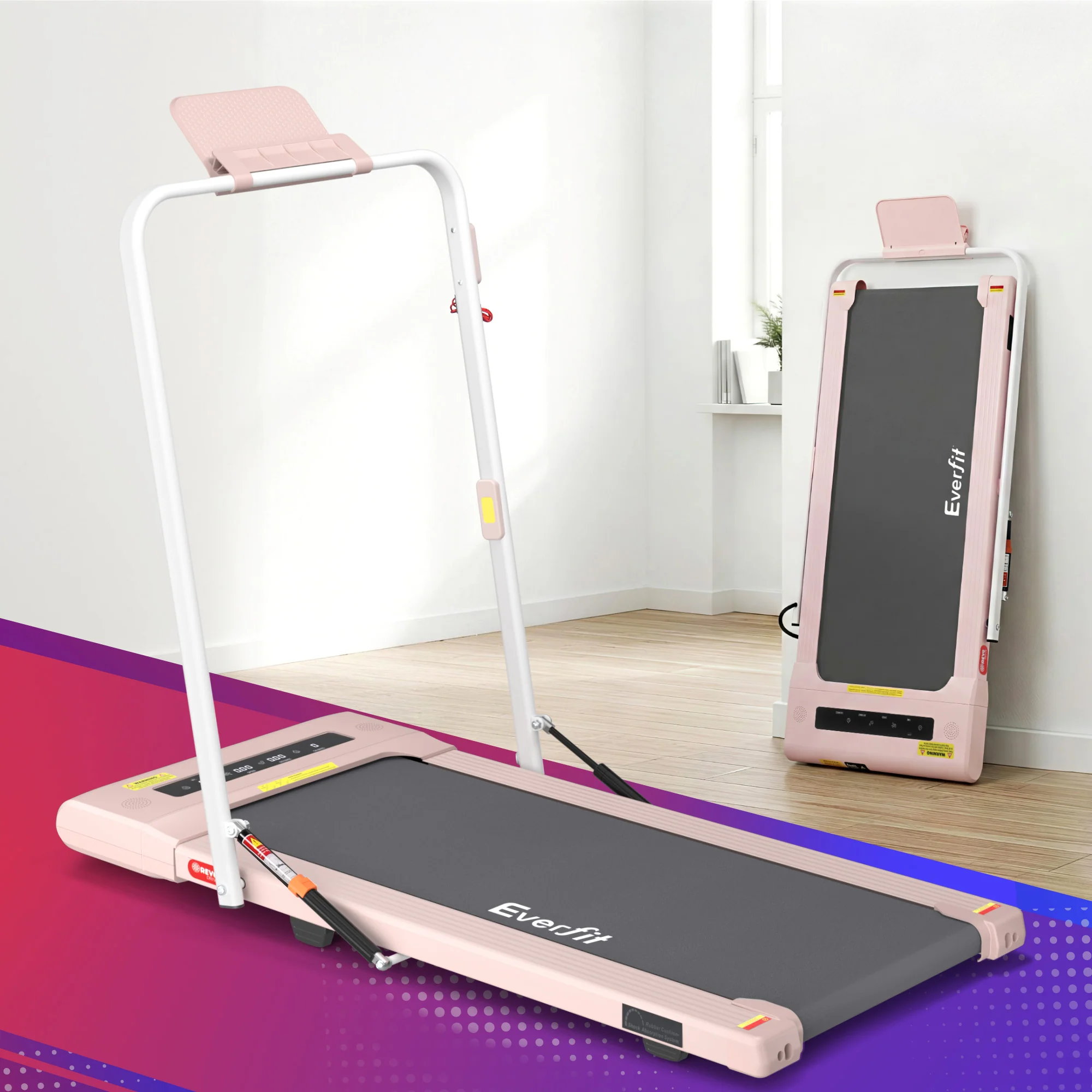 Everfit Treadmill Electric Walking Pad Under Desk Home Gym Fitness 400mm Pink - Image 8