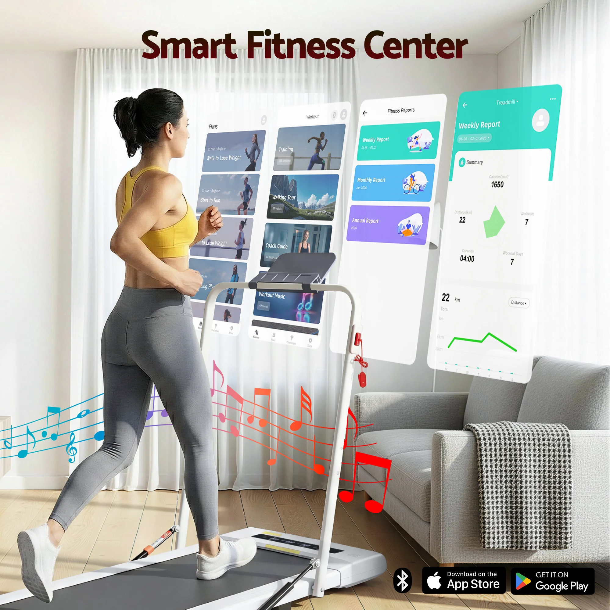 Everfit Treadmill Electric Walking Pad Under Desk Home Gym Fitness 400mm White - Image 5