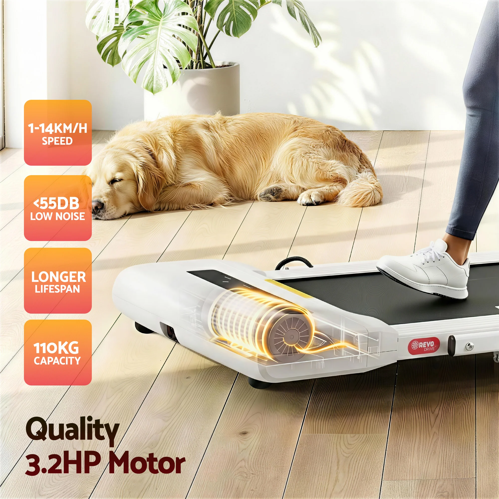 Everfit Treadmill Electric Walking Pad Under Desk Home Gym Fitness 400mm White - Image 7