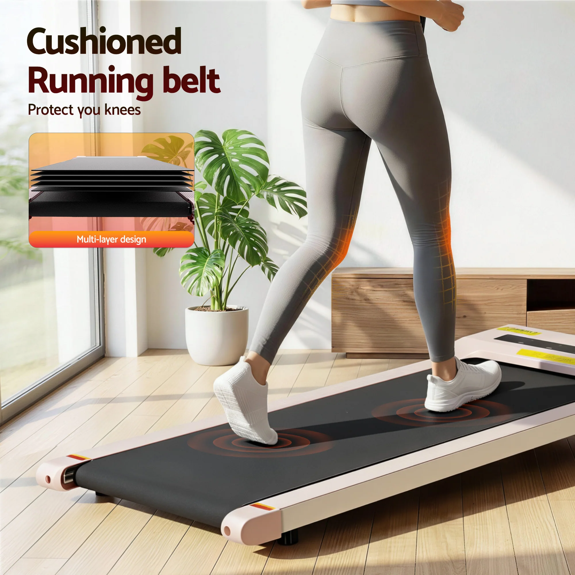 Everfit Treadmill Electric Walking Pad Under Desk Home Gym Fitness 360mm Pink - Image 7