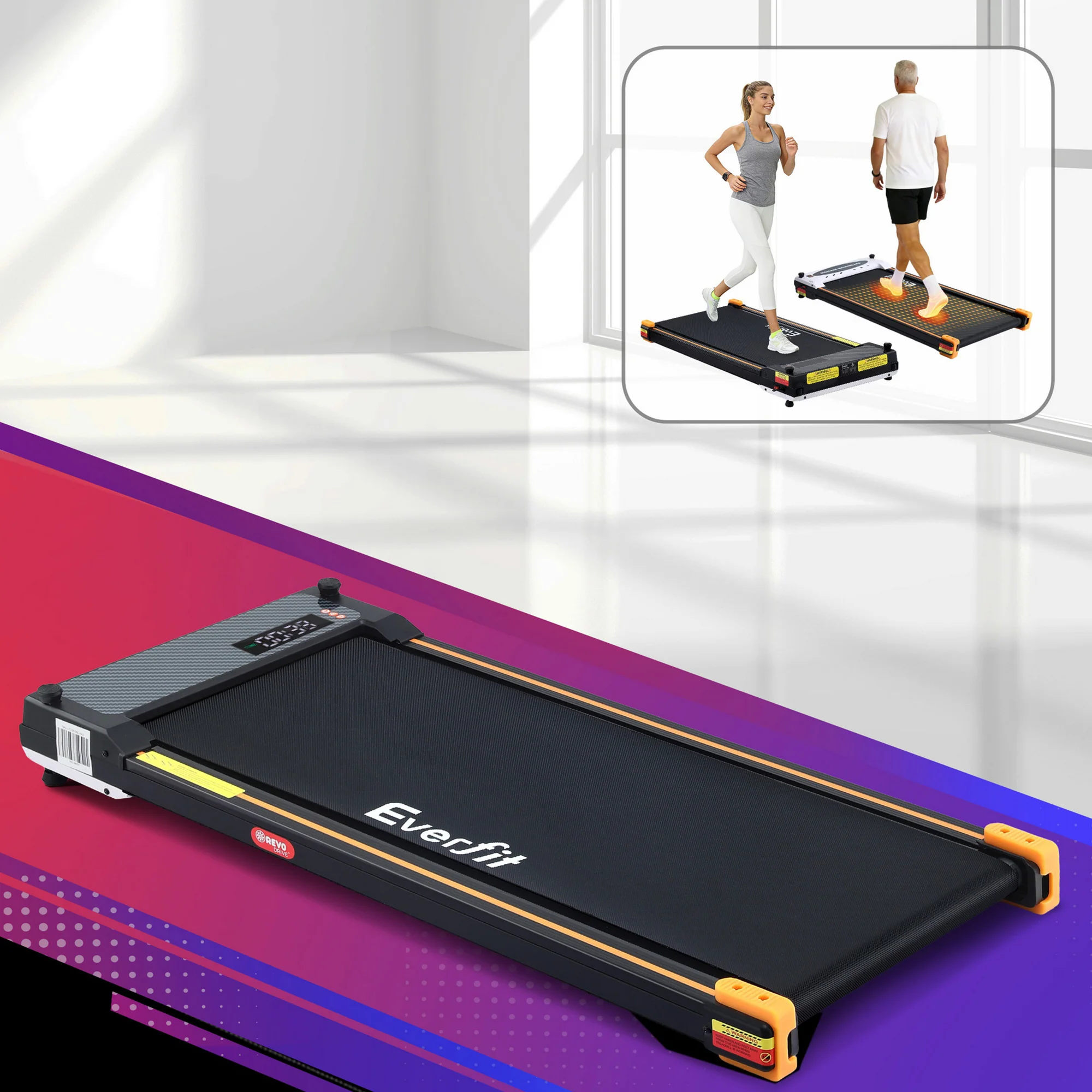 Everfit 2 Side Walking Pad Treadmill with Massage Function Fitness 380mm Black - Image 8