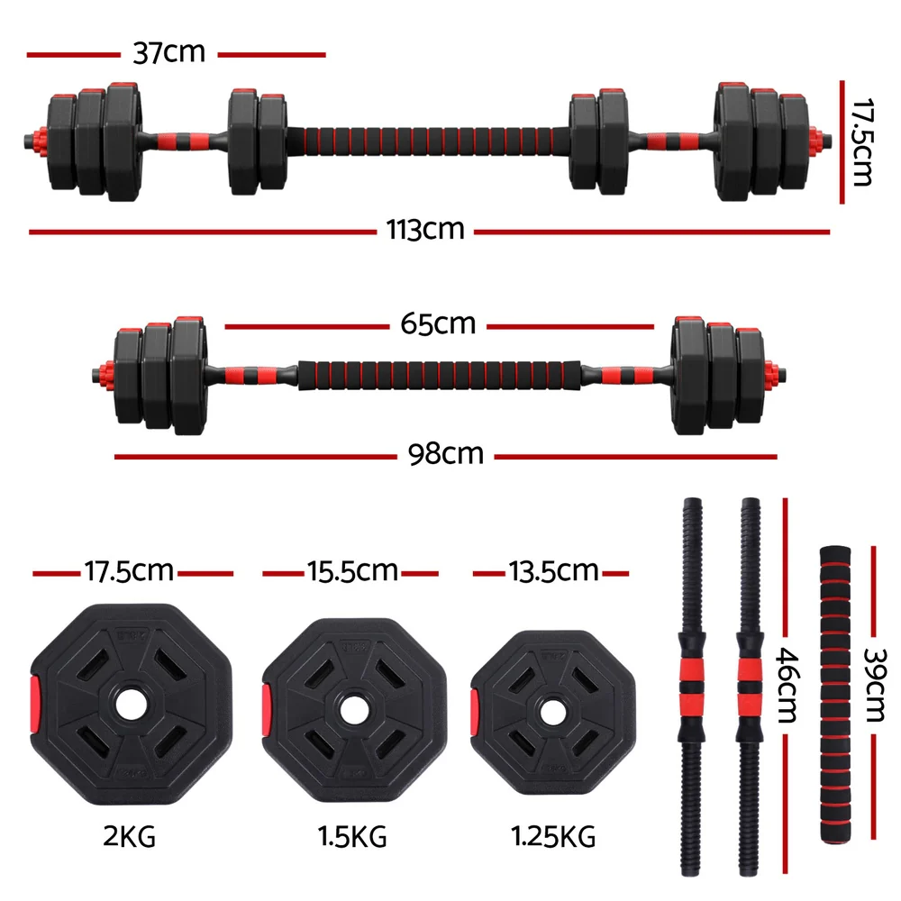 Everfit 20kg Adjustable Dumbbell Barbell Set Weight Plates Home Workout - Image 2
