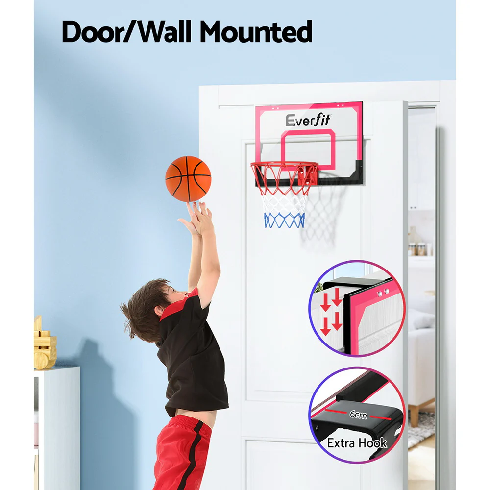 Everfit 23 Mini Basketball Hoop Backboard Door Wall Mounted Sports Kids Red - Image 4