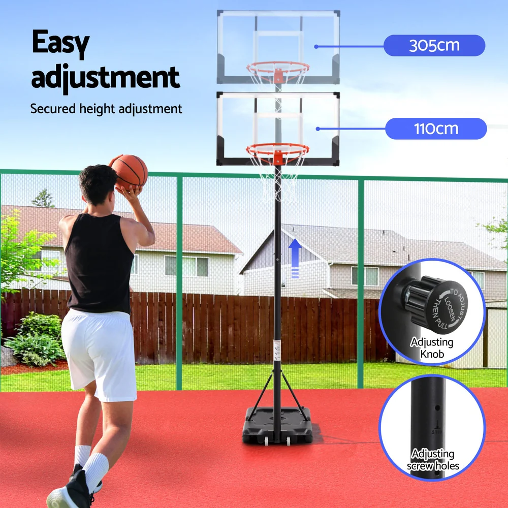 Everfit 3.05M Basketball Hoop Stand System Portable Height Adjustable w/ Knob - Image 6