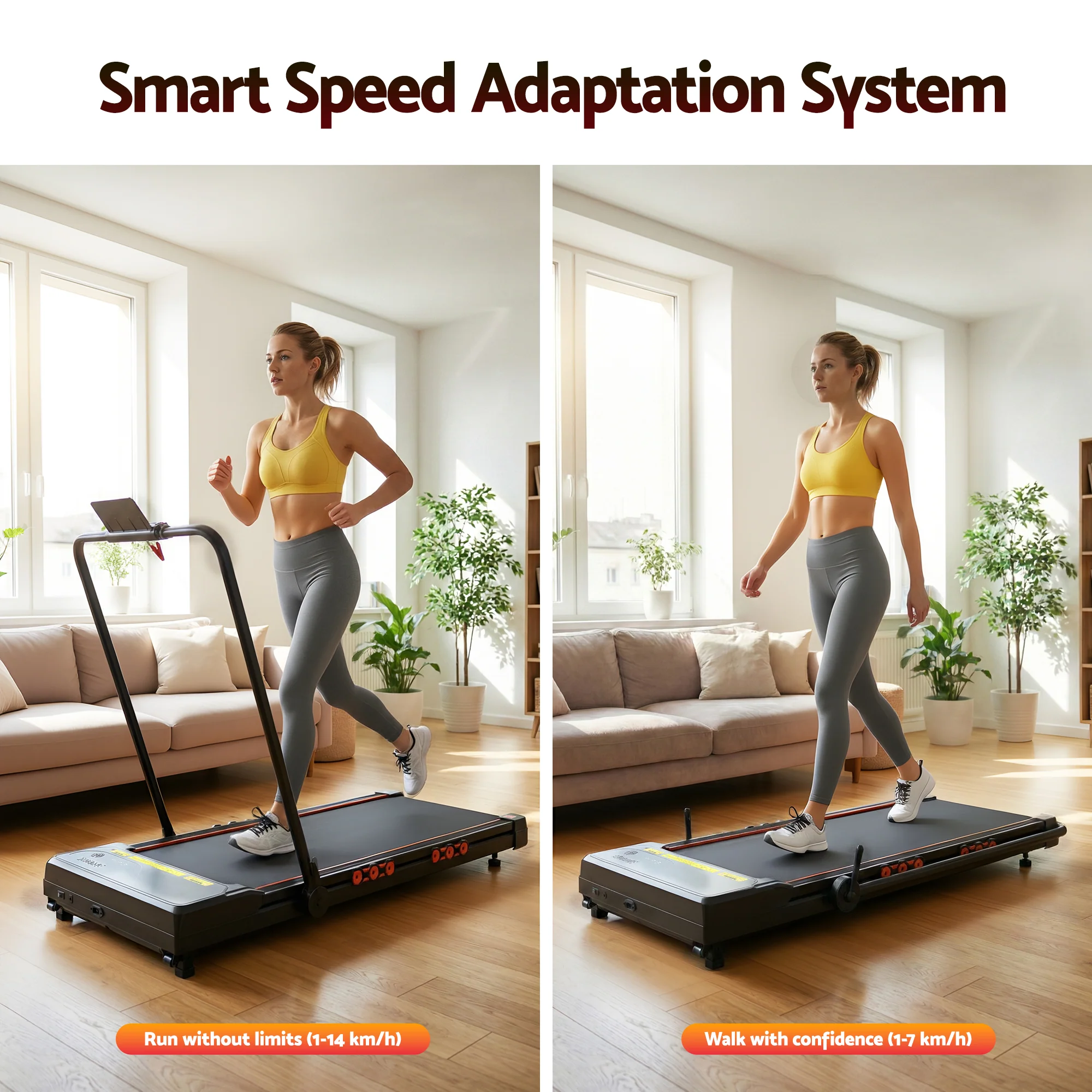 Everfit Treadmill Electric Walking Pad Auto Incline Foldable for Home Gym Black - Image 5