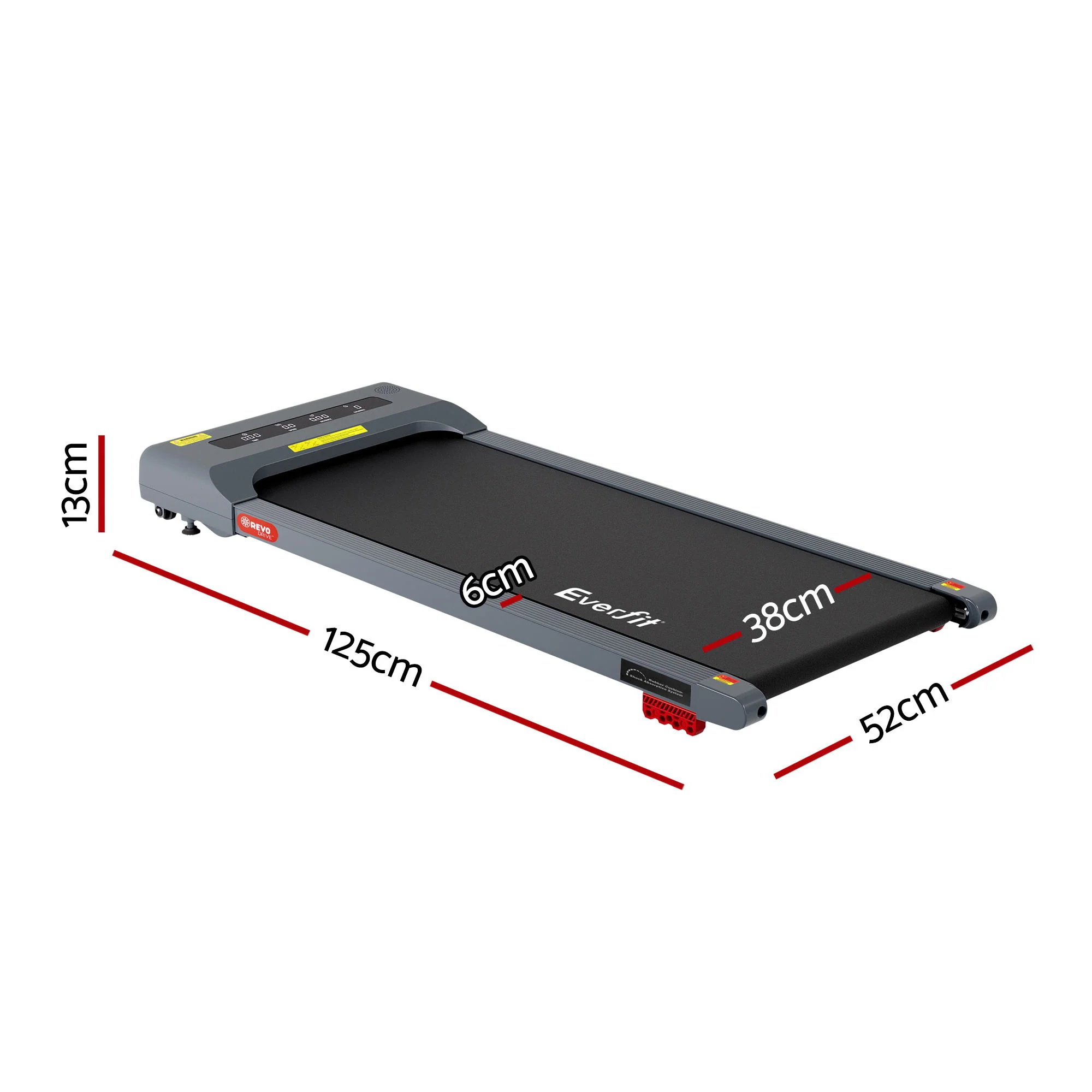 Everfit Treadmill Electric Walking Pad Incline Under Desk Home Gym 380mm Grey - Image 2
