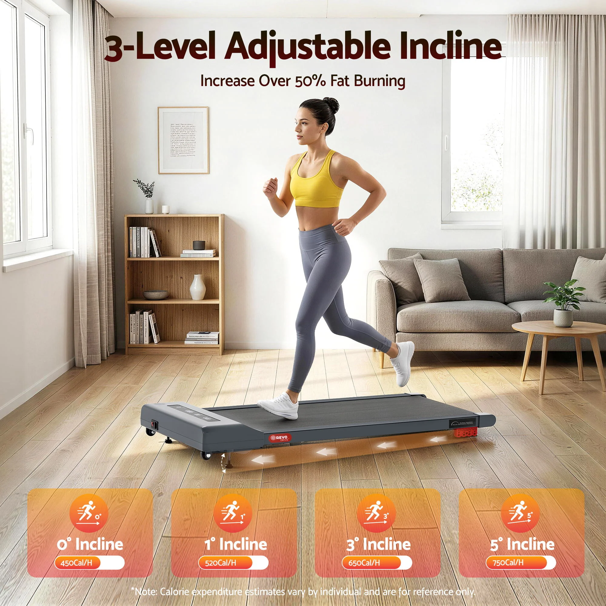 Everfit Treadmill Electric Walking Pad Incline Under Desk Home Gym 380mm Grey - Image 7