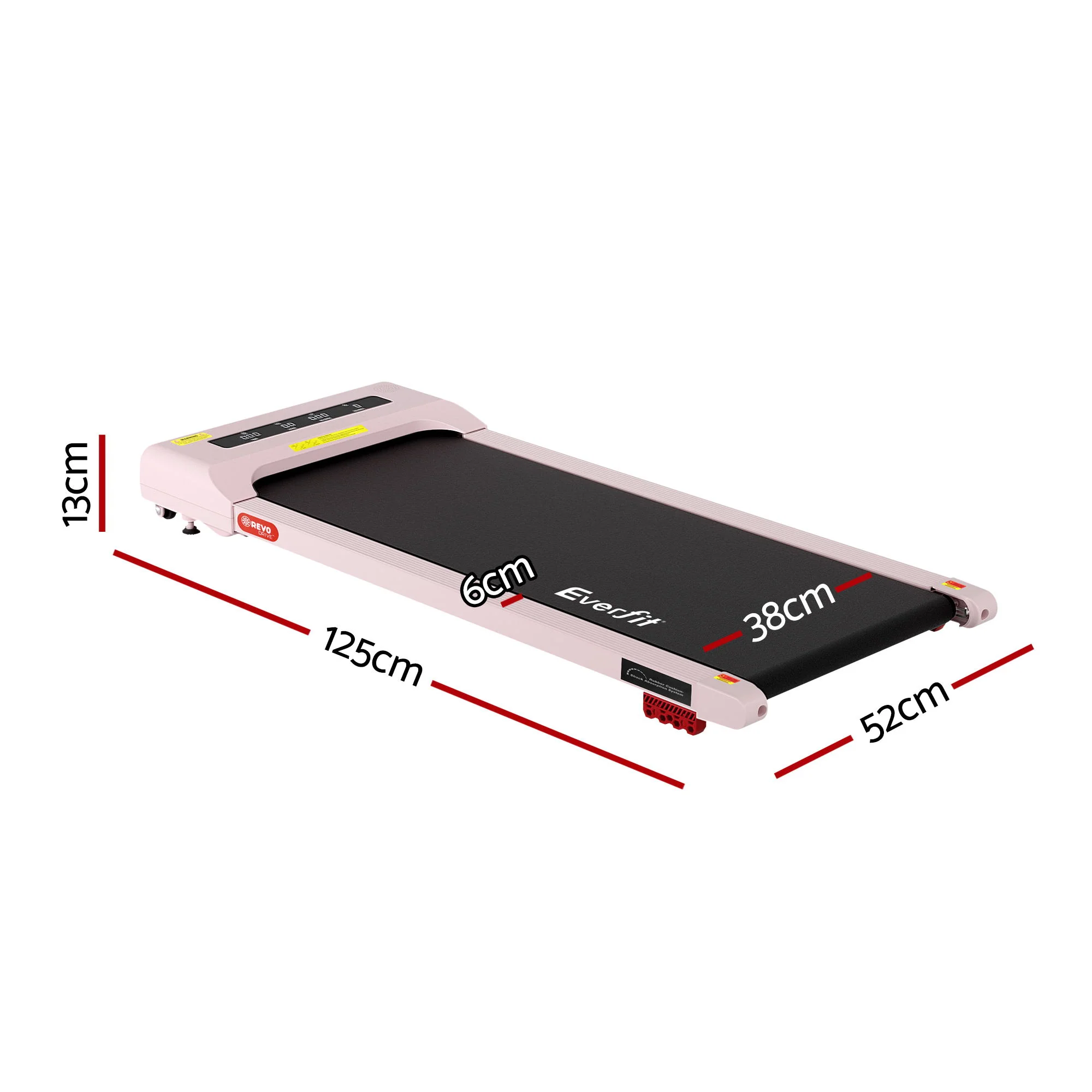 Everfit 3 in 1 Treadmill Electric Walking Pad Incline Under Desk Home Gym 380mm Pink - Image 2
