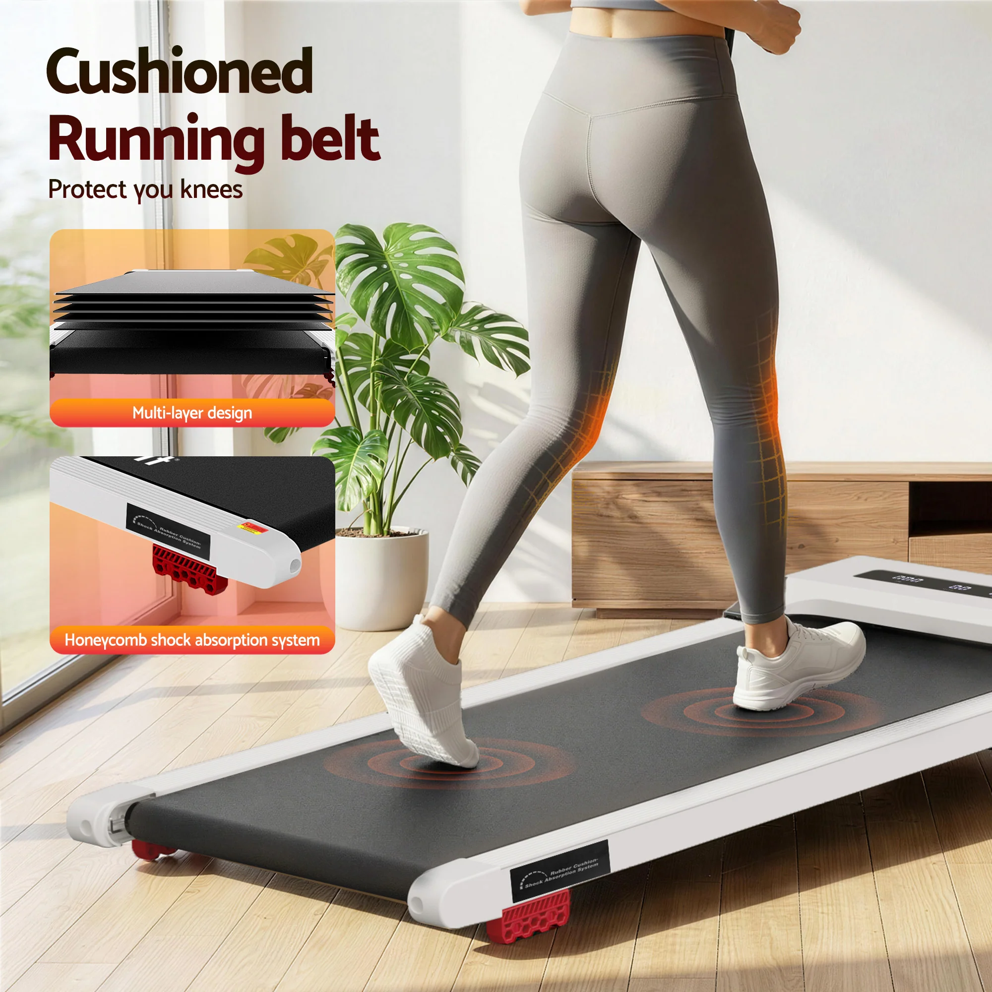 Everfit Treadmill Electric Walking Pad Incline Under Desk Home Gym 380mm White - Image 7