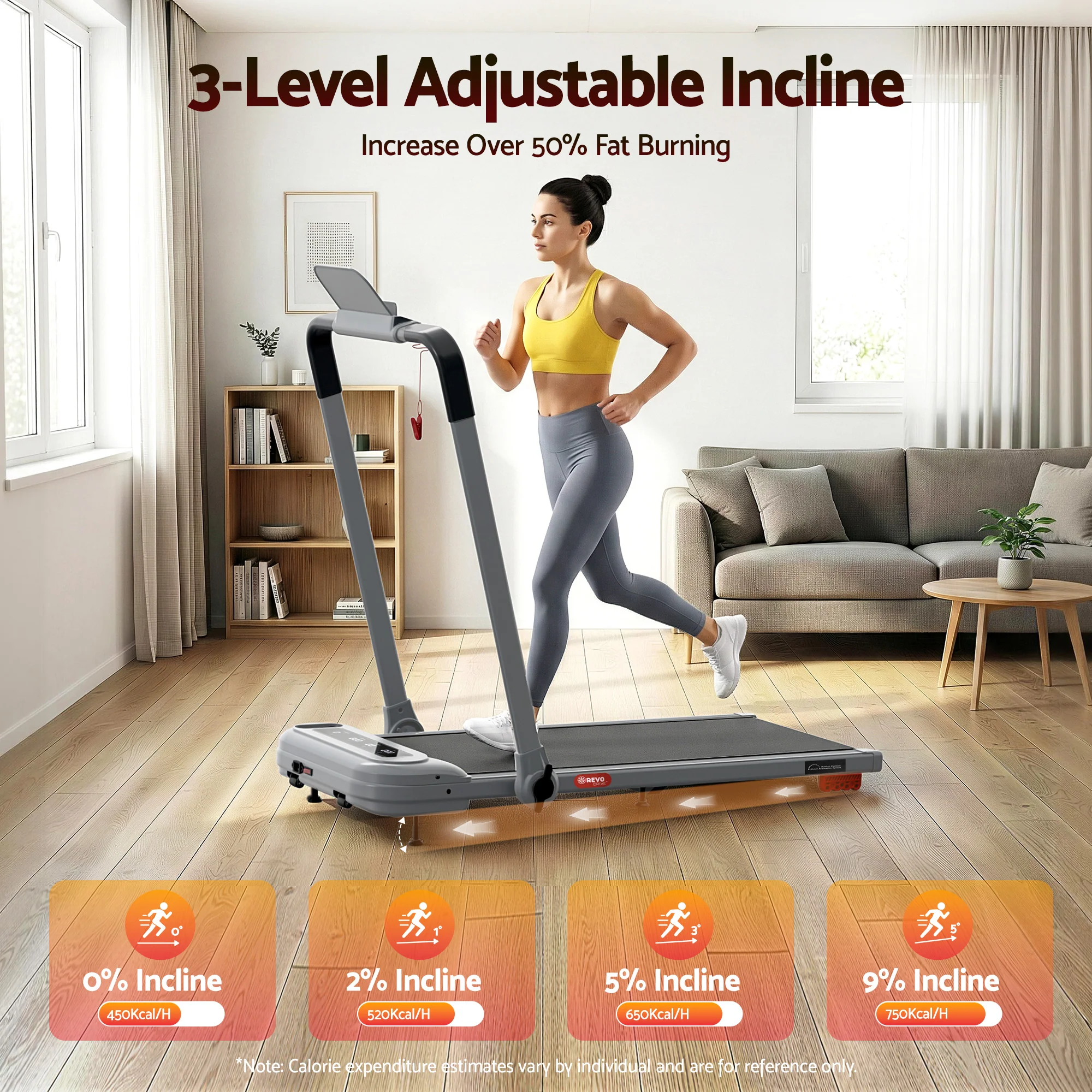 Everfit Treadmill Electric Walking Pad with Incline Foldable for Home Gym Grey - Image 4