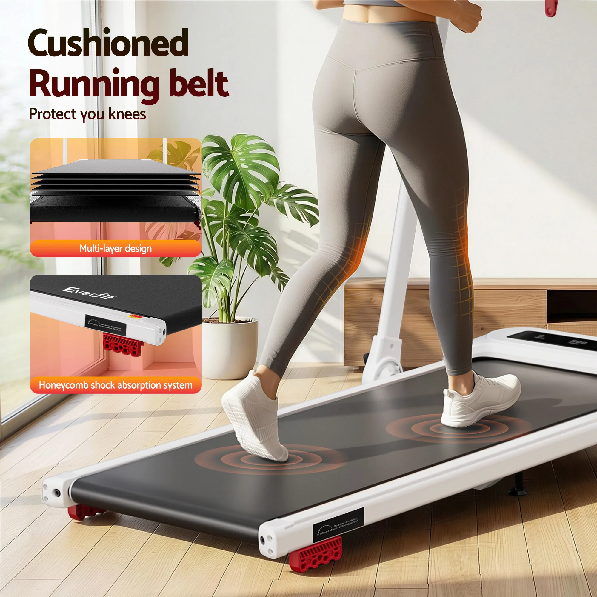 Everfit Treadmill Electric Walking Pad with Incline Foldable for Home Gym White - Image 7