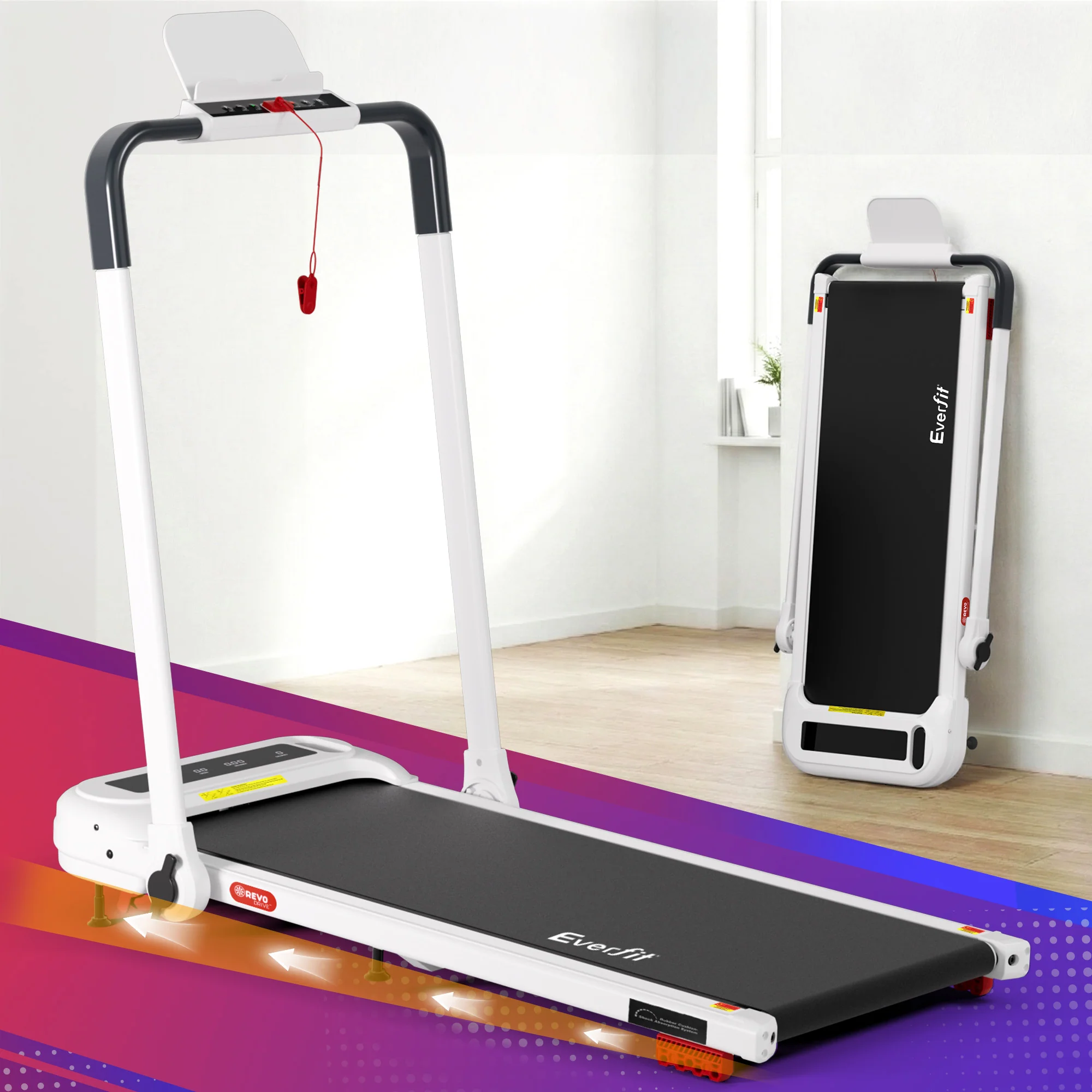 Everfit Treadmill Electric Walking Pad with Incline Foldable for Home Gym White - Image 8