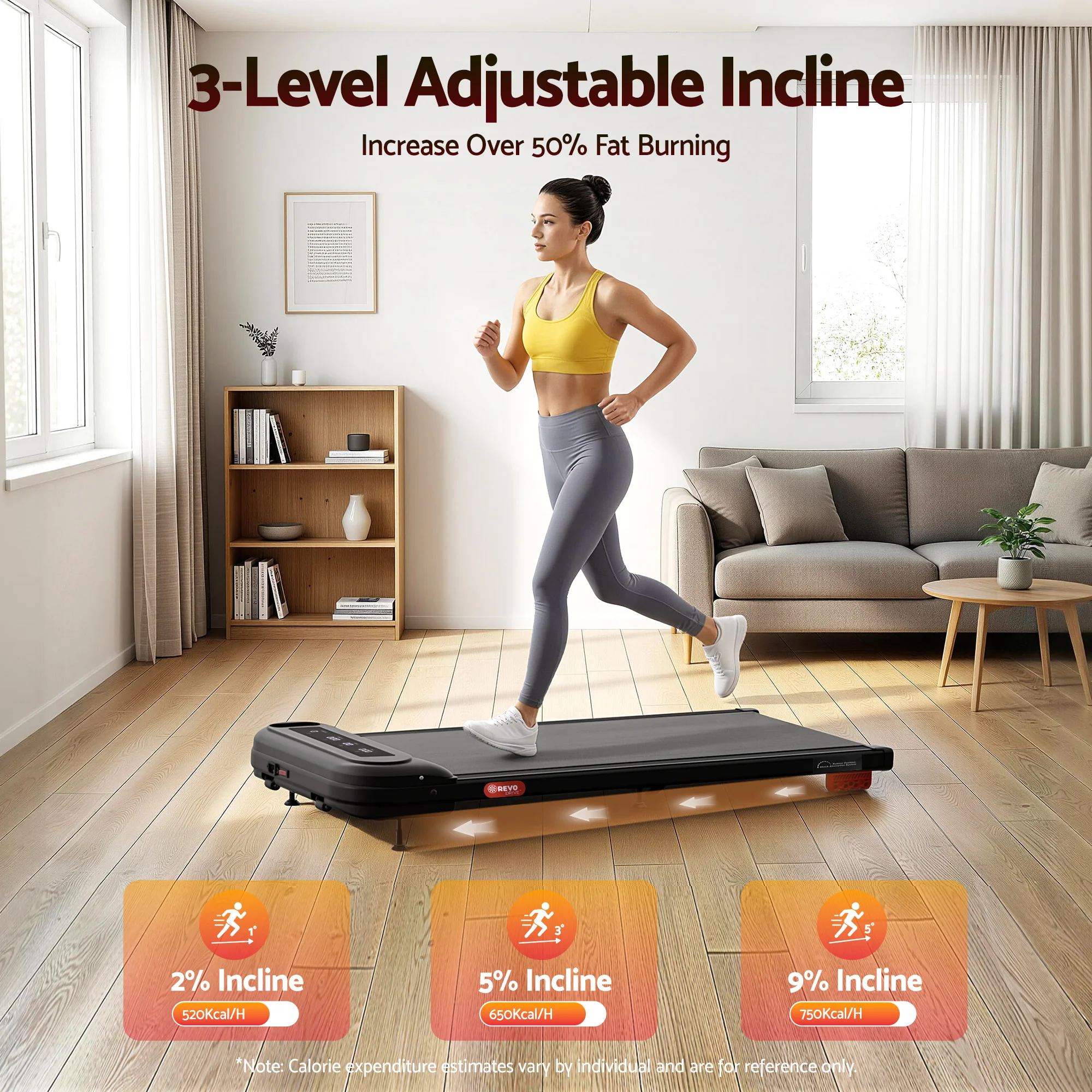 Everfit Treadmill Electric Walking Pad with Incline Under Desk Home Gym Black - Image 4