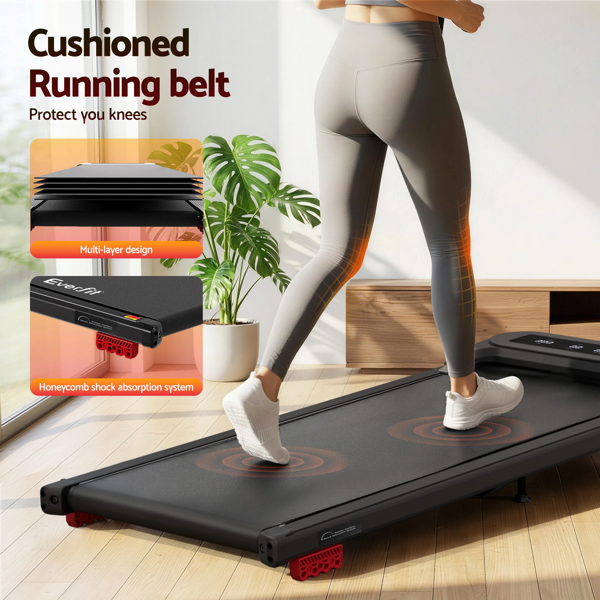 Everfit Treadmill Electric Walking Pad with Incline Under Desk Home Gym Black - Image 7