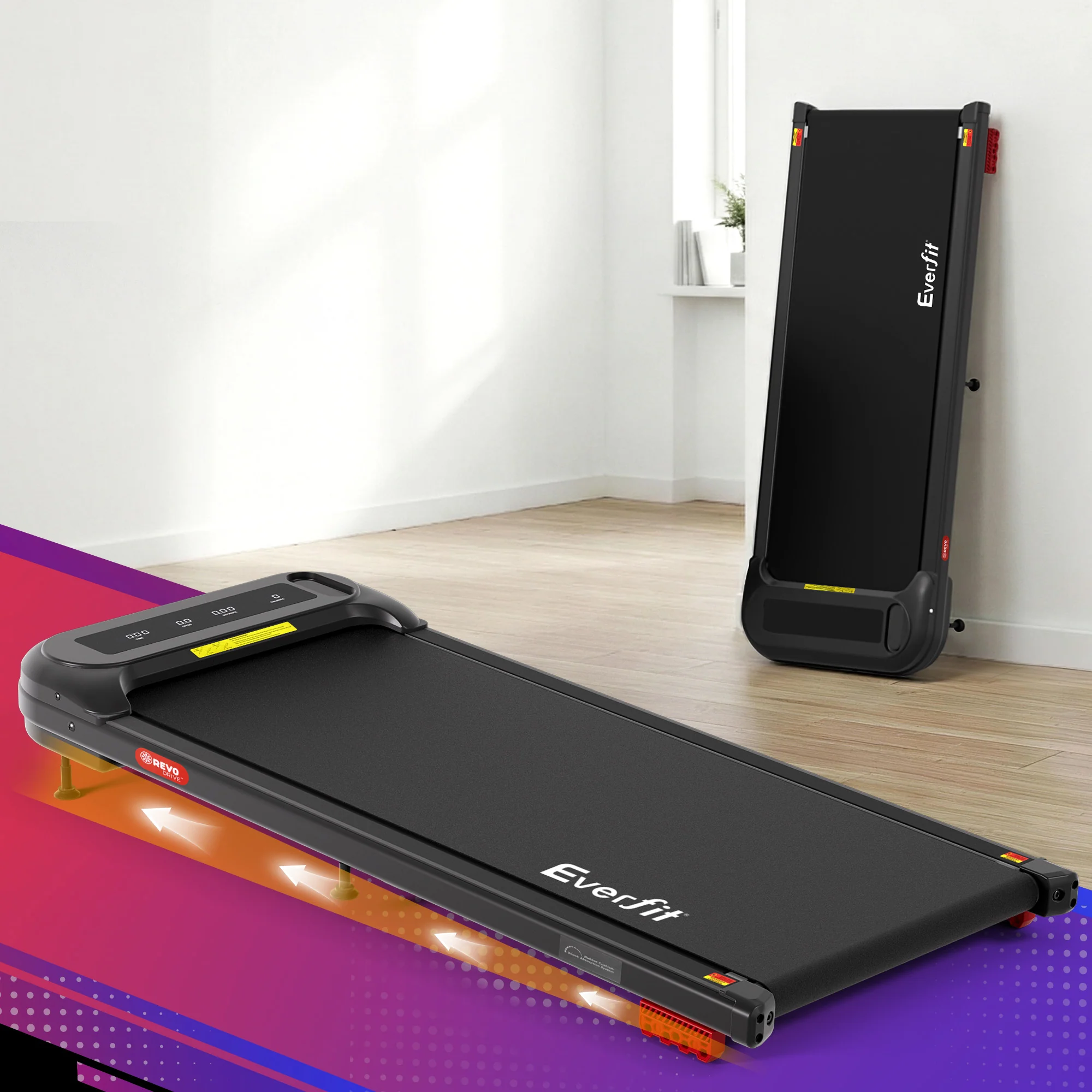 Everfit Treadmill Electric Walking Pad with Incline Under Desk Home Gym Black - Image 8