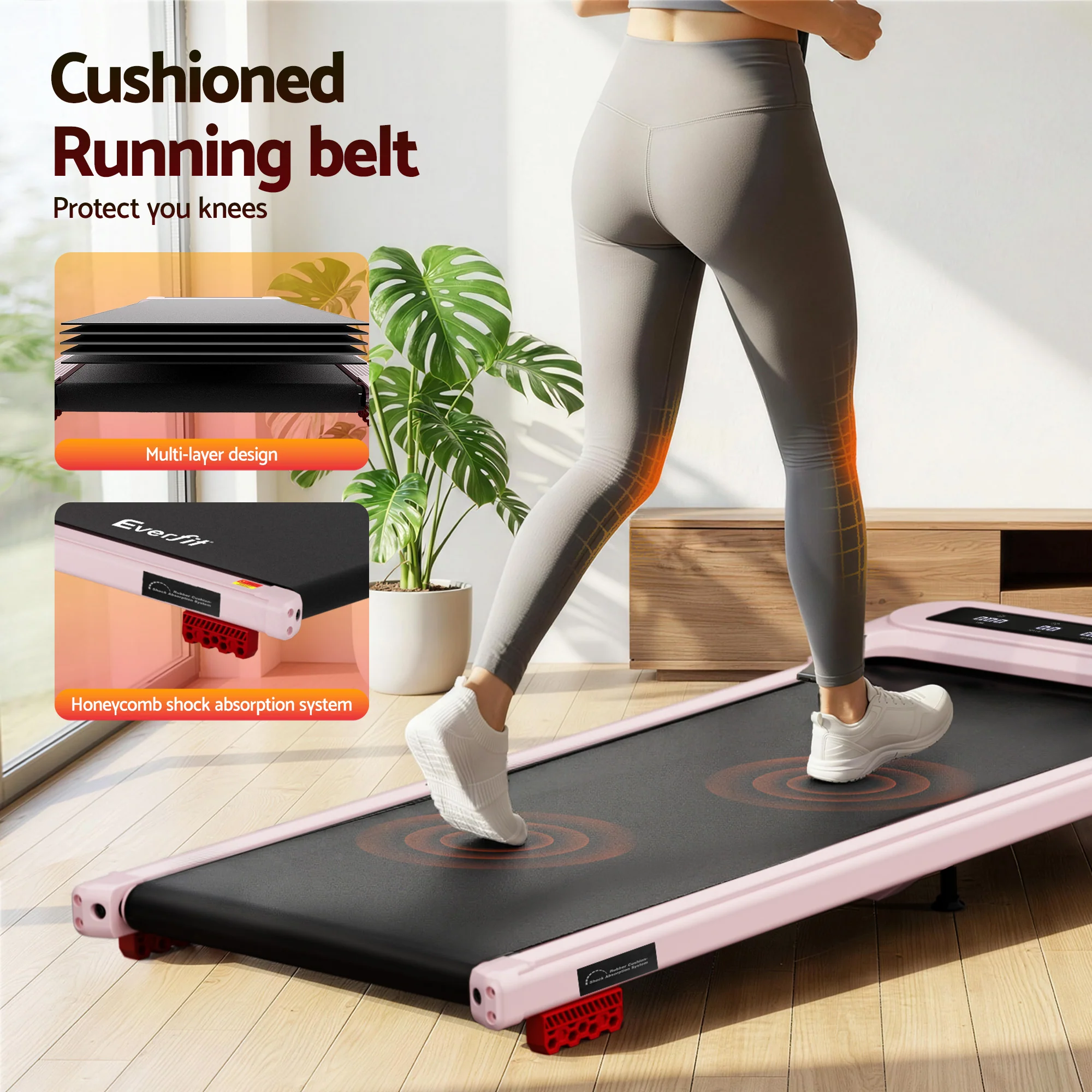 Everfit 3 in 1 Treadmill Electric Walking Pad with Incline Under Desk Home Gym Pink - Image 7