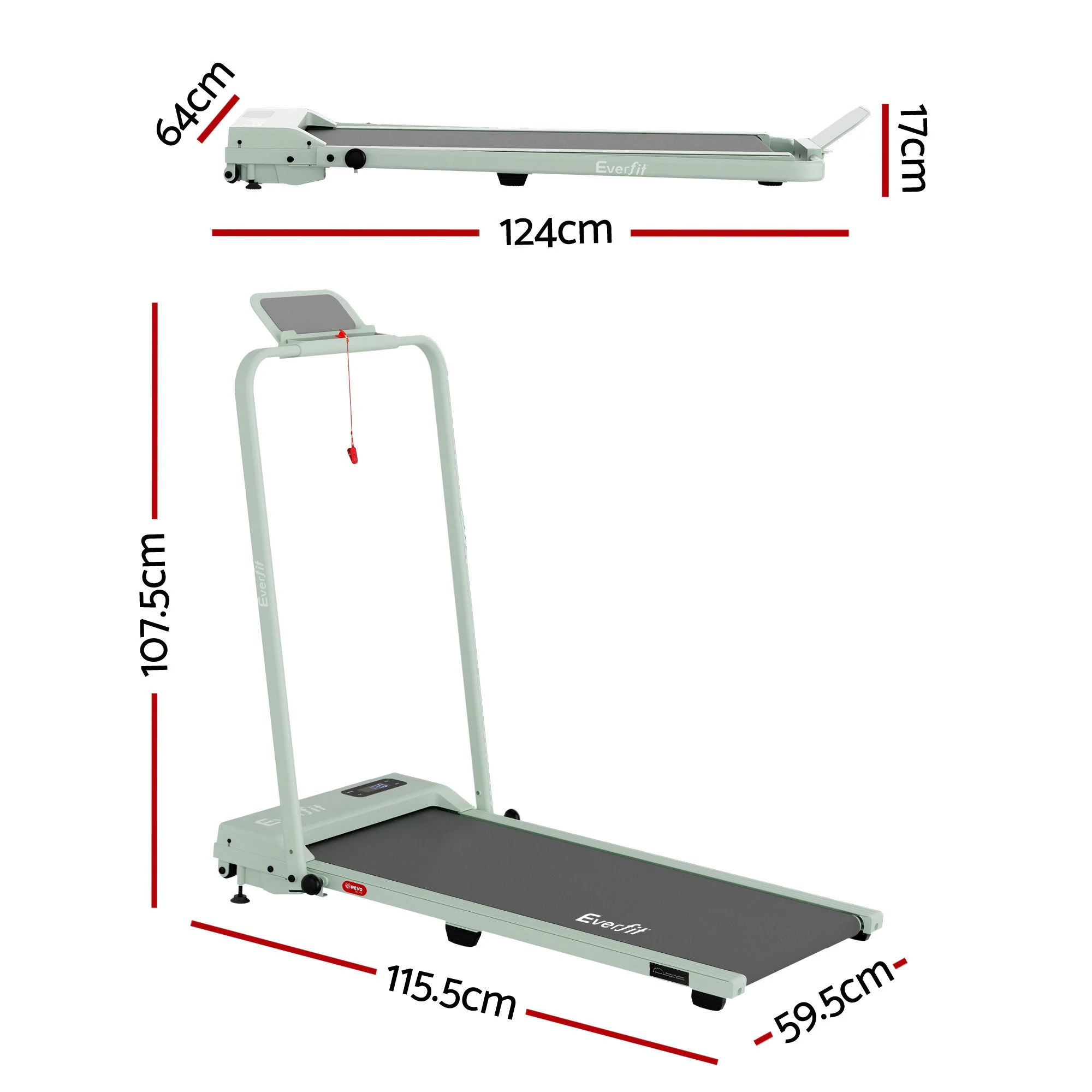 Everfit 3 in 1 Walking Pad Treadmill 12% Incline Under Desk Foldable for Home With 38cm Belt - Image 2