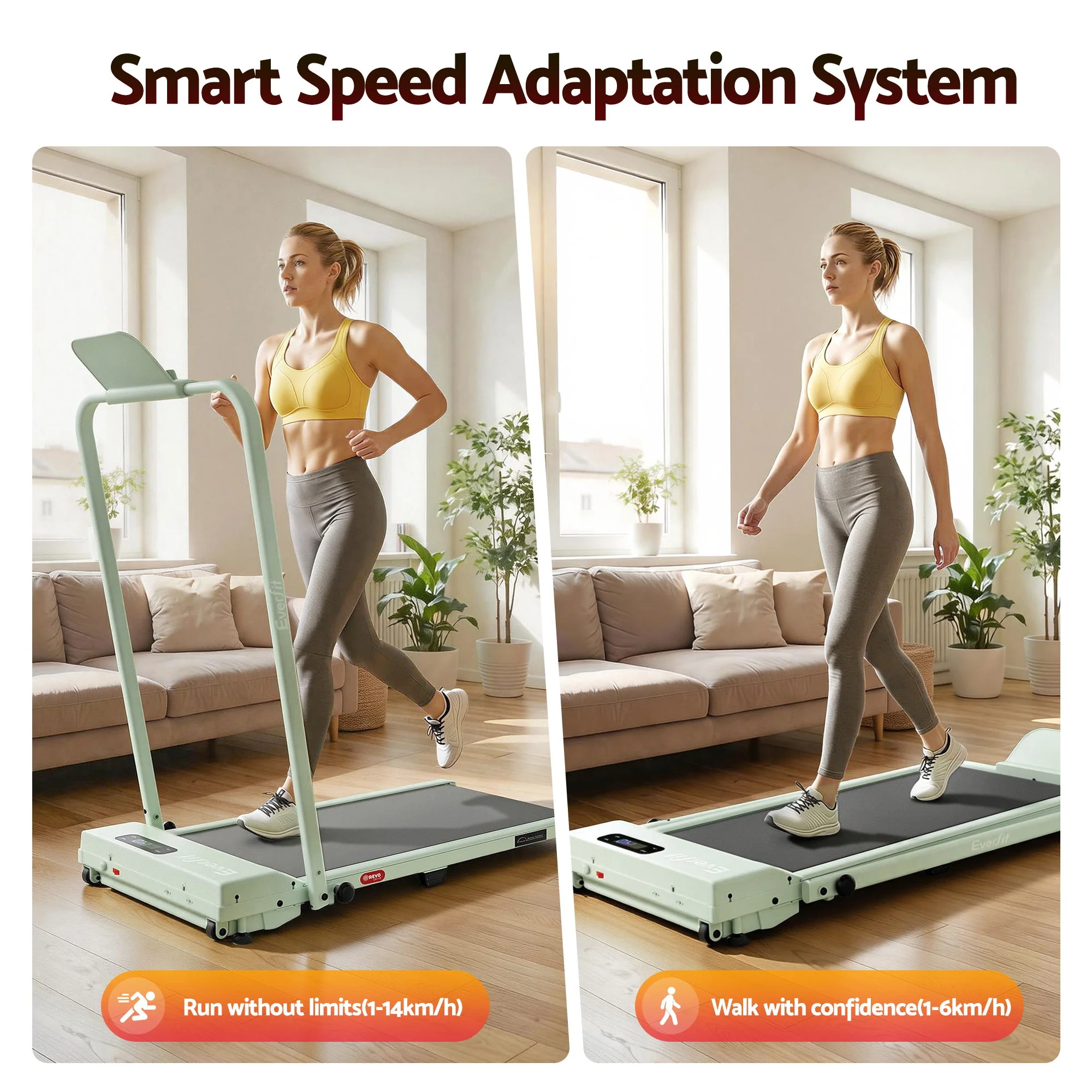 Everfit 3 in 1 Walking Pad Treadmill 12% Incline Under Desk Foldable for Home With 38cm Belt - Image 4