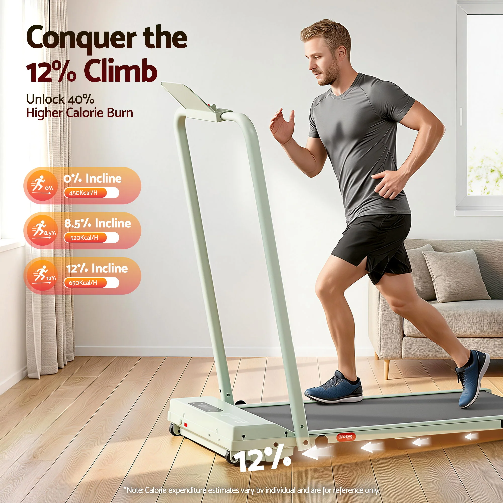Everfit 3 in 1 Walking Pad Treadmill 12% Incline Under Desk Foldable for Home With 38cm Belt - Image 5