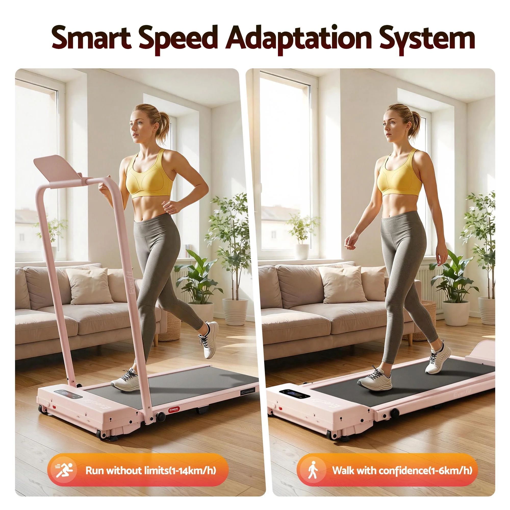 Everfit 3 in 1 Walking Pad Treadmill 12% Incline Under Desk Treadmills for Home Gym With 38cm Wide Belt APP Control - Image 4