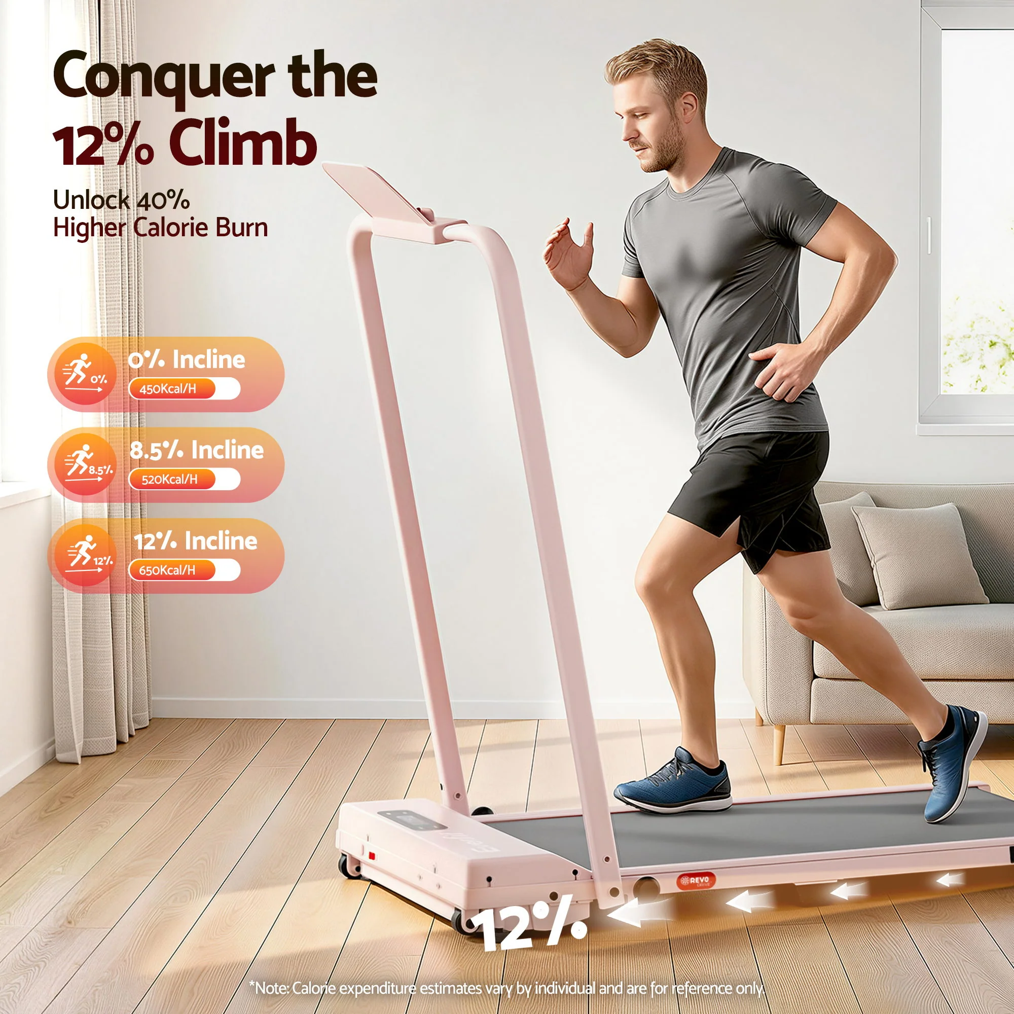 Everfit 3 in 1 Walking Pad Treadmill 12% Incline Under Desk Treadmills for Home Gym With 38cm Wide Belt APP Control - Image 5