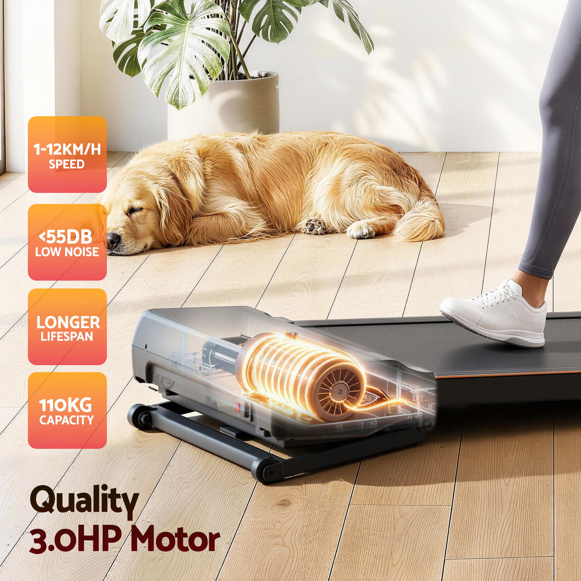 Everfit 3 in 1 Walking Pad Treadmill 20% Auto Incline Under Desk Treadmills for Home Gym With 40cm Wide Belt - Image 7