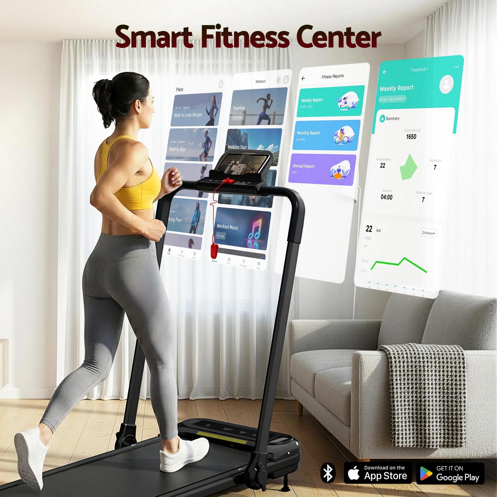 Everfit Treadmill Electric Walking Pad with Incline Foldable for Home Gym Black - Image 3