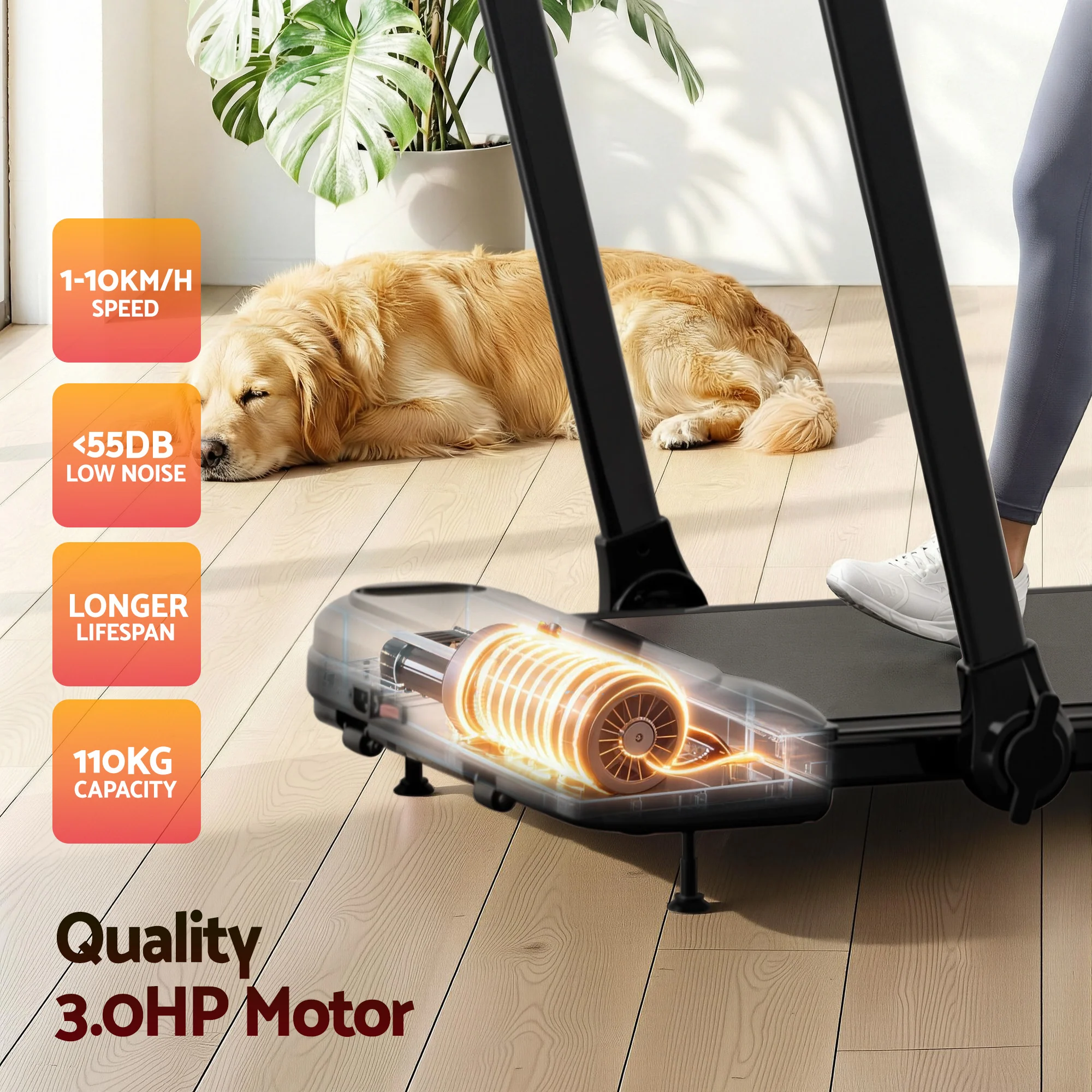 Everfit Treadmill Electric Walking Pad with Incline Foldable for Home Gym Black - Image 6